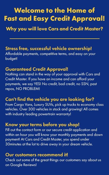 Home of Fast and Easy Credit Approval!